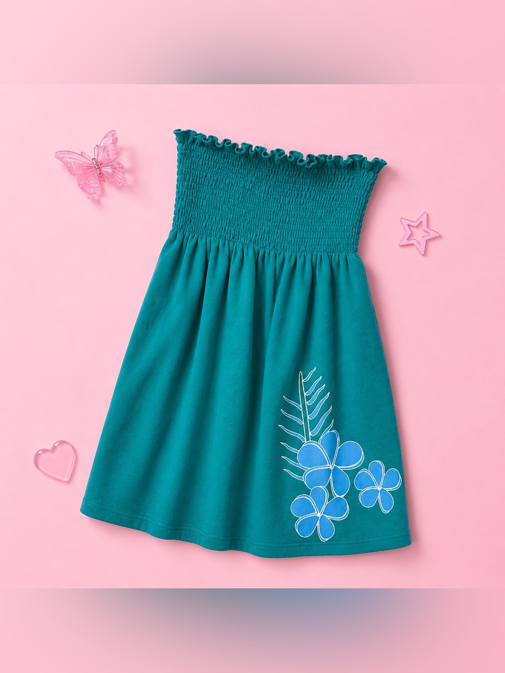 VTG Y2K Foxy USA Tropical Teal Tube Dress - Size XL p